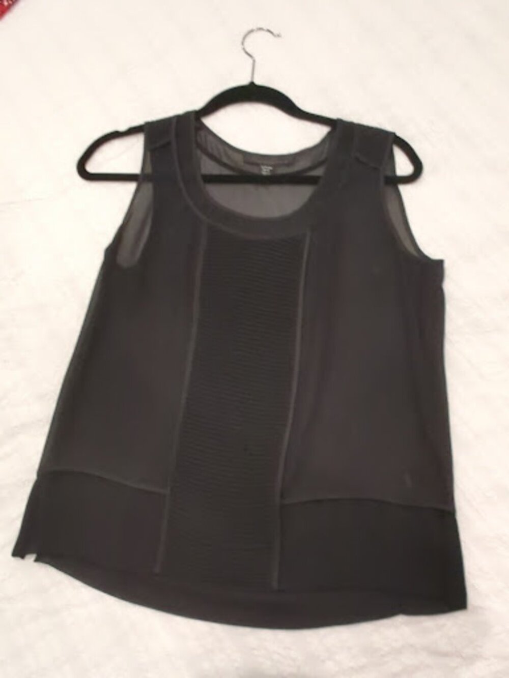 Kenneth Cole New York Black Pleated Front Sleeveless Tank Top Size Small